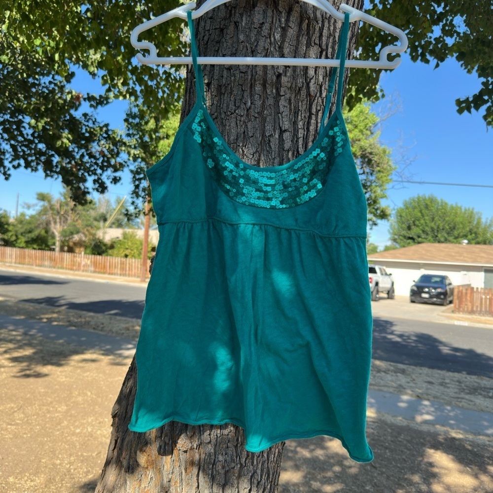 Y2K Sound & Matter Teal Camisole with Sequins
